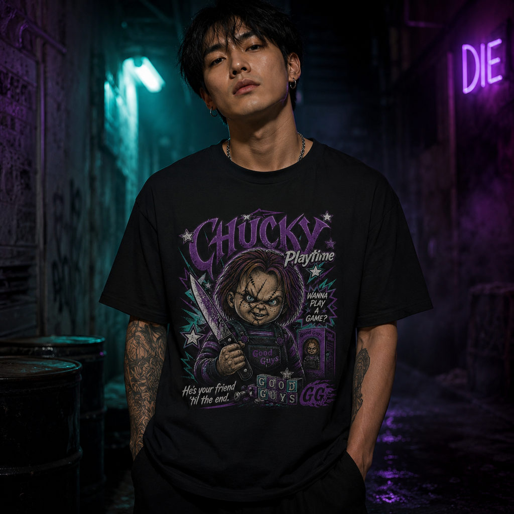 Chucky Playtime Graphic Tee | Retro Horror Movie Slasher Shirt