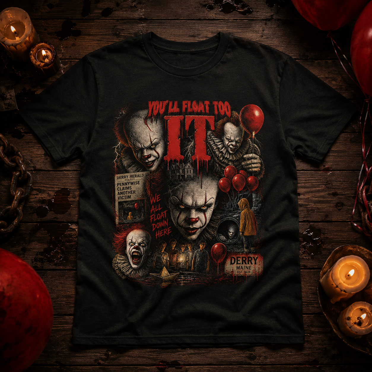 Pennywise IT Horror Vintage Graphic Tee