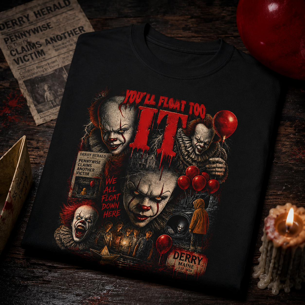 Pennywise IT Horror Vintage Graphic Tee
