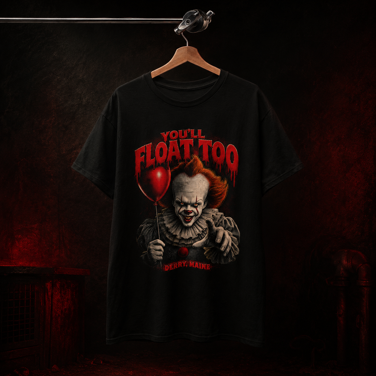 Pennywise You'll Float Too Graphic Tee | Distressed Horror Clown Unisex Shirt