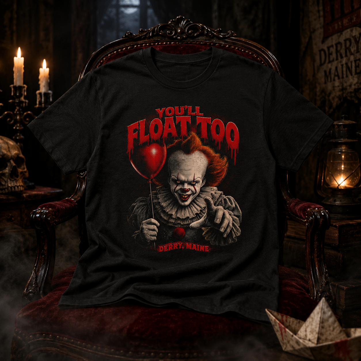 Pennywise You'll Float Too Graphic Tee | Distressed Horror Clown Unisex Shirt