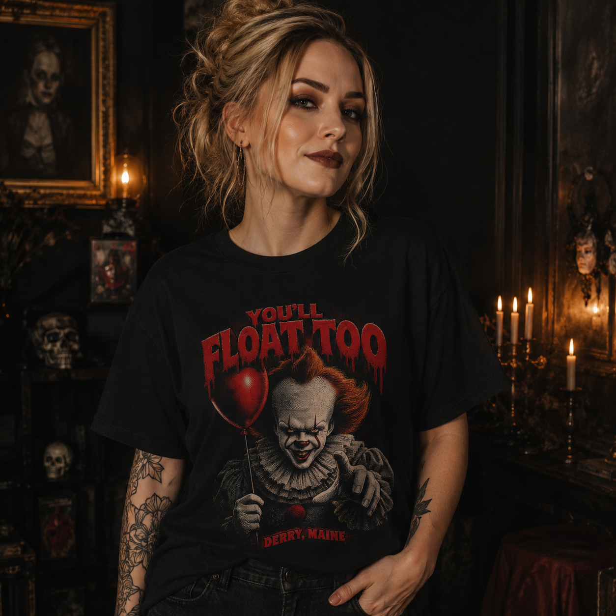 Pennywise You'll Float Too Graphic Tee | Distressed Horror Clown Unisex Shirt