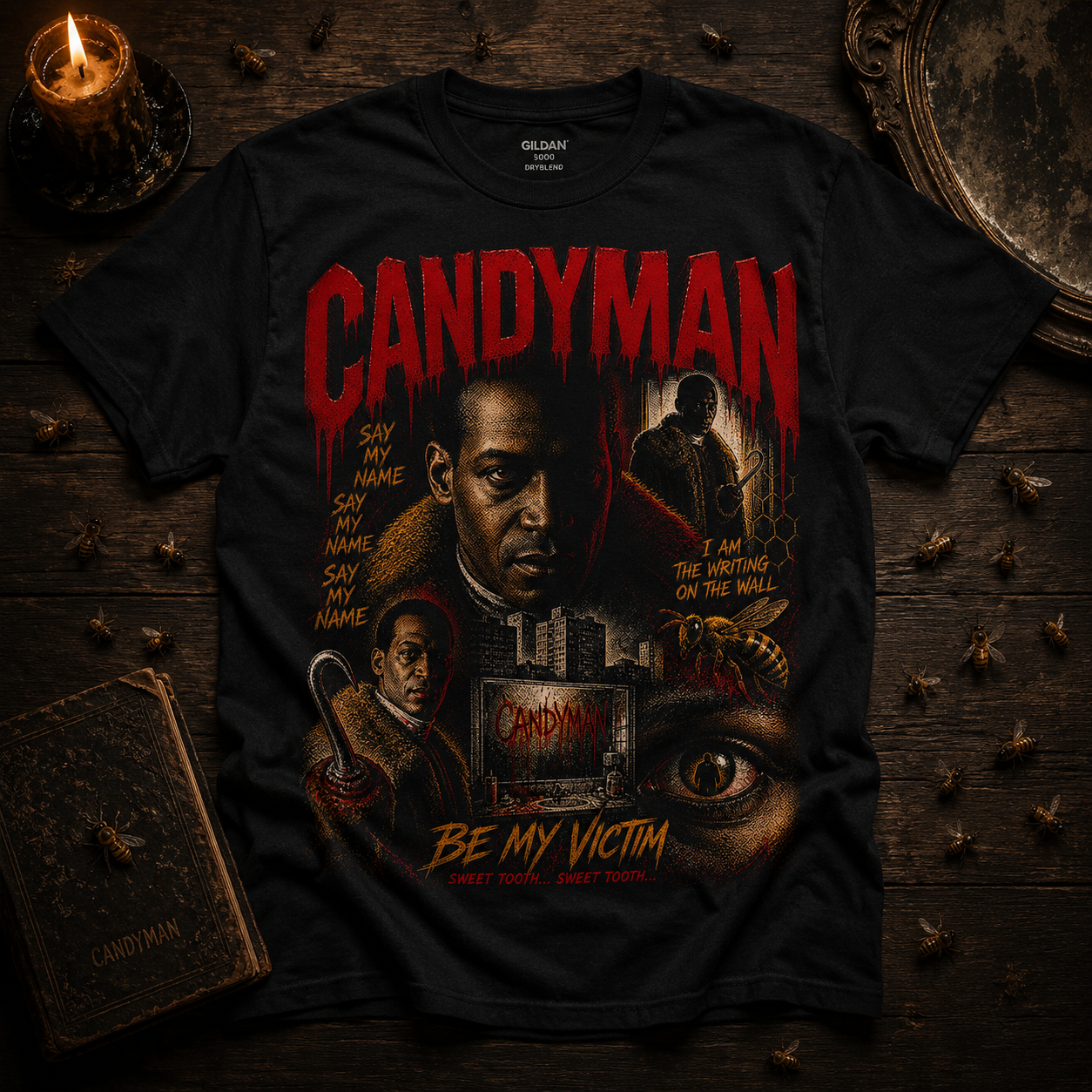 Candyman horror poster T Shirt | Vintage style movie art,Be My Victim design