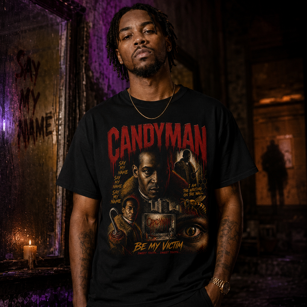 Candyman horror poster T Shirt | Vintage style movie art,Be My Victim design
