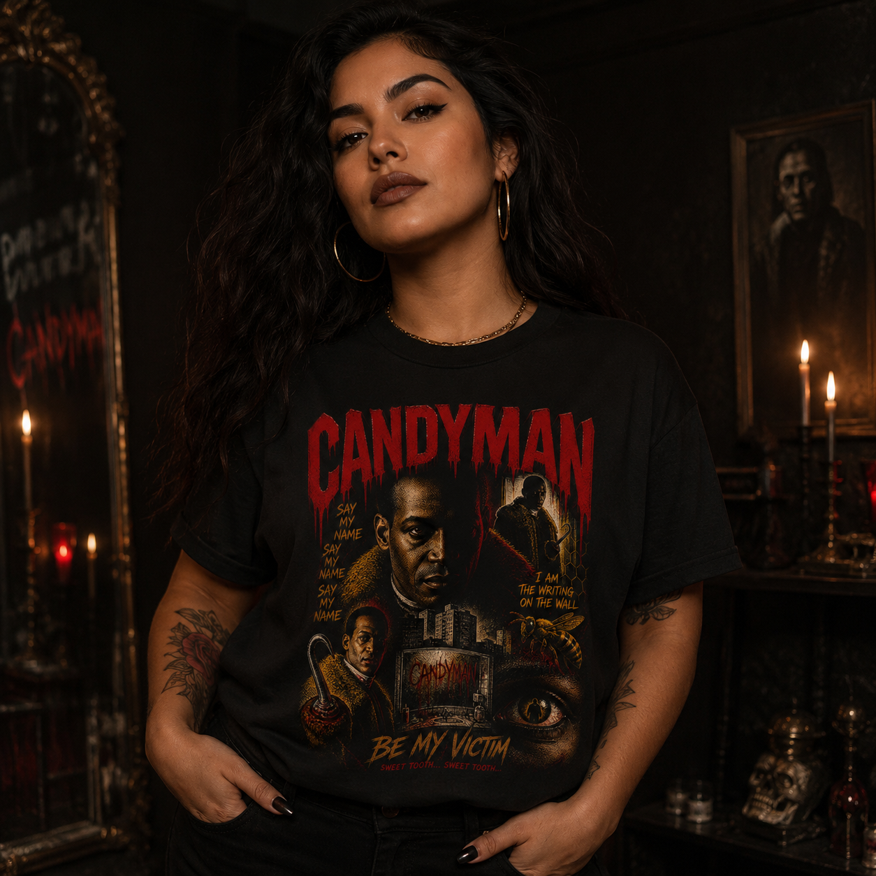 Candyman horror poster T Shirt | Vintage style movie art,Be My Victim design