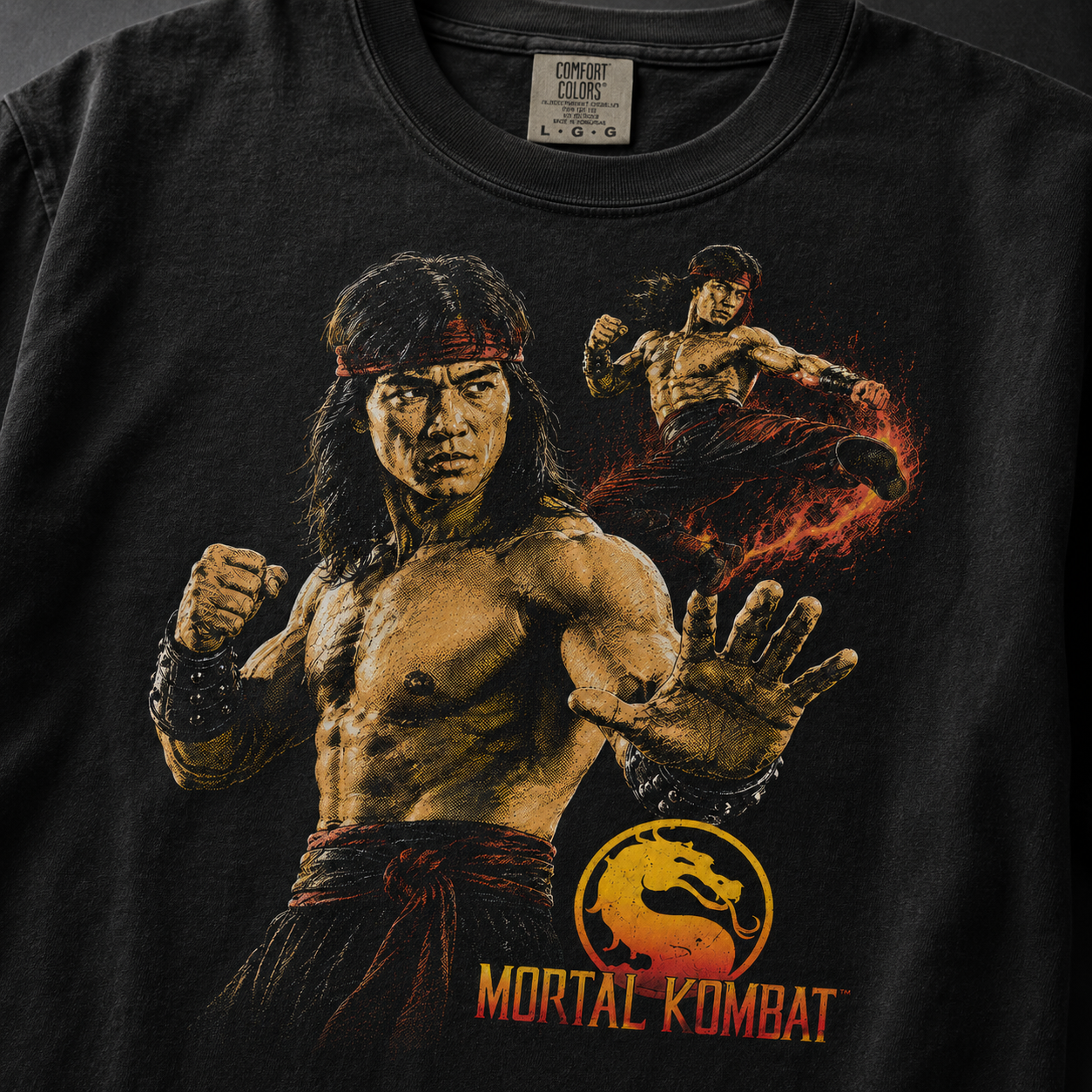 Liu Kang Mortal Kombat Tee | Halftone Gaming Character Shirt