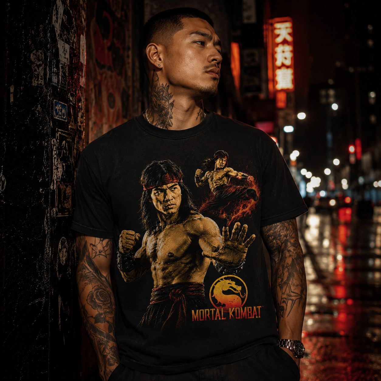 Liu Kang Mortal Kombat Tee | Halftone Gaming Character Shirt
