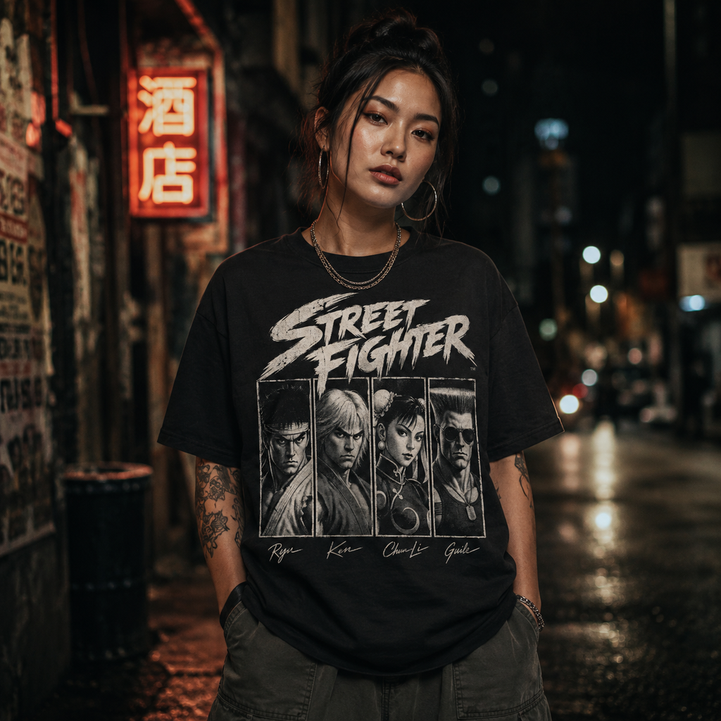 Street Fighter Characters Tee | Halftone Gaming Retro Unisex Shirt