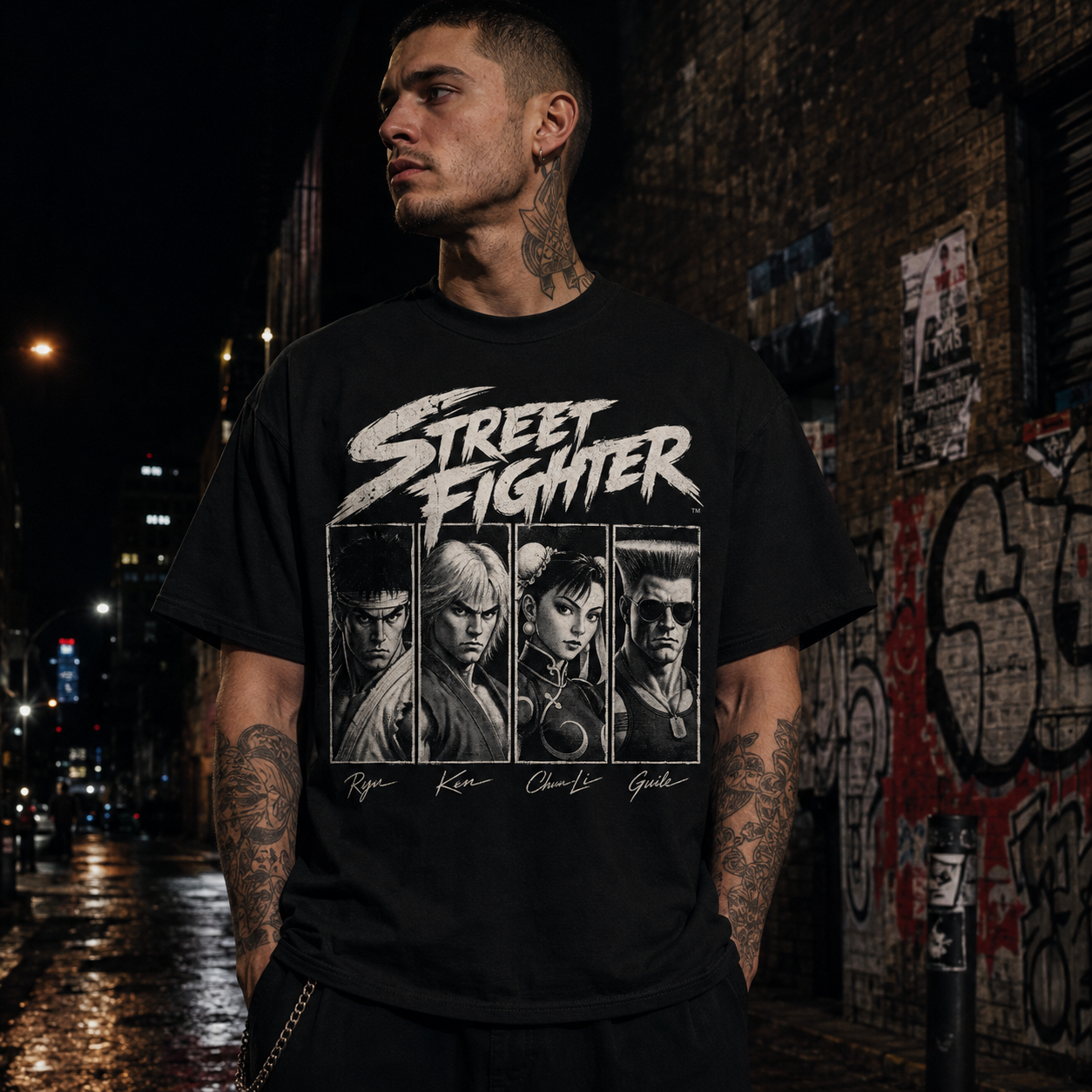 Street Fighter Characters Tee | Halftone Gaming Retro Unisex Shirt