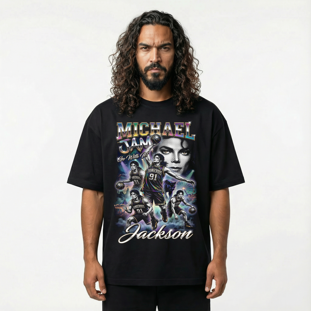 MJ Dangerous Jam Basketball Tee - bootleg basketball mockup angle