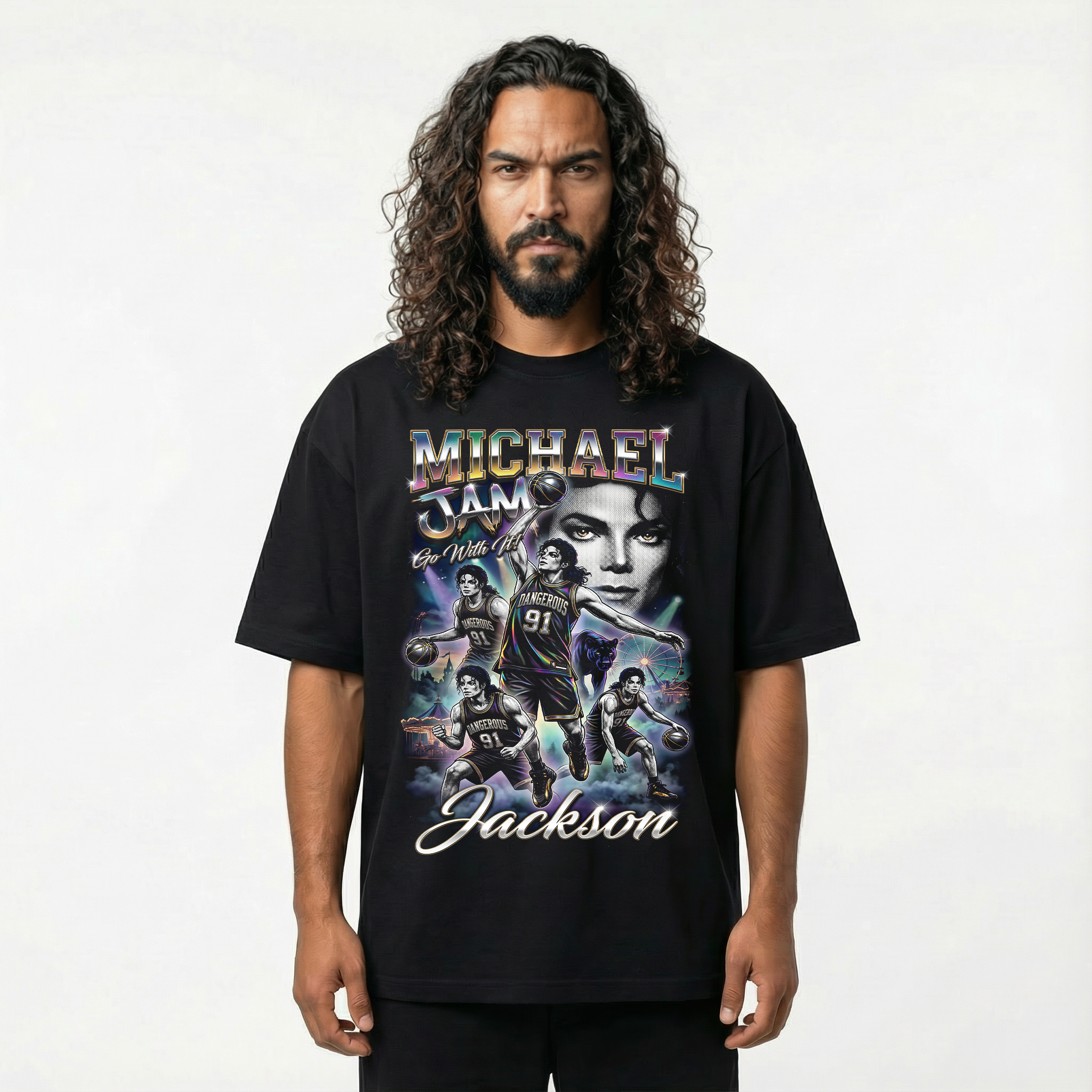 MJ Dangerous Jam Basketball Tee - bootleg basketball mockup angle