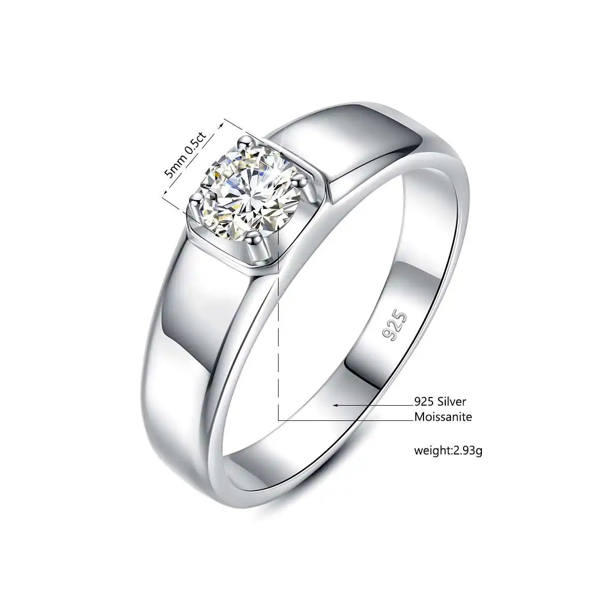The First Light | 0.5ct Moissanite Solitaire Ring | 925 Sterling Silver