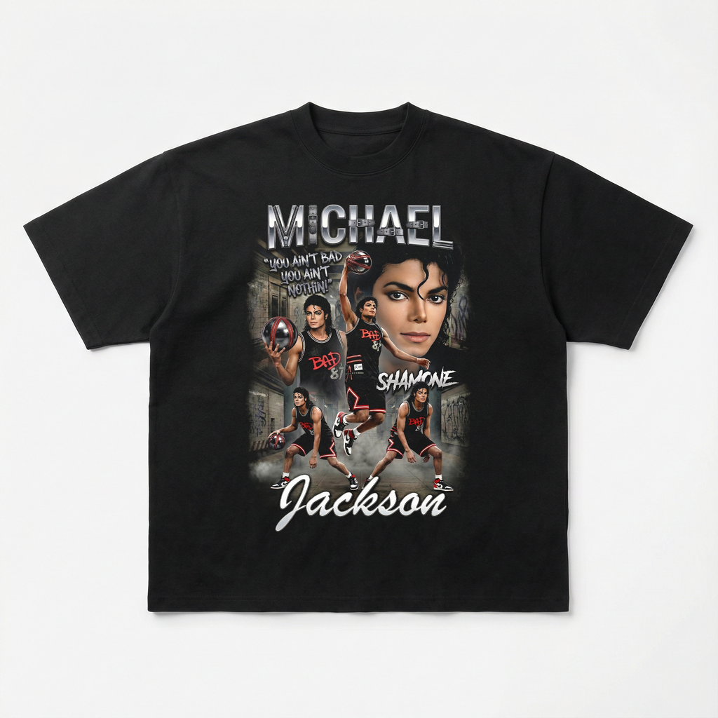 MJ Bad Grid Collage Tee - bootleg flat mockup