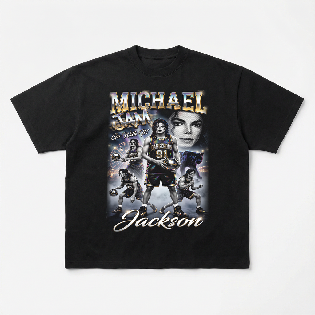 MJ Dangerous Jam Basketball Tee - bootleg flat mockup
