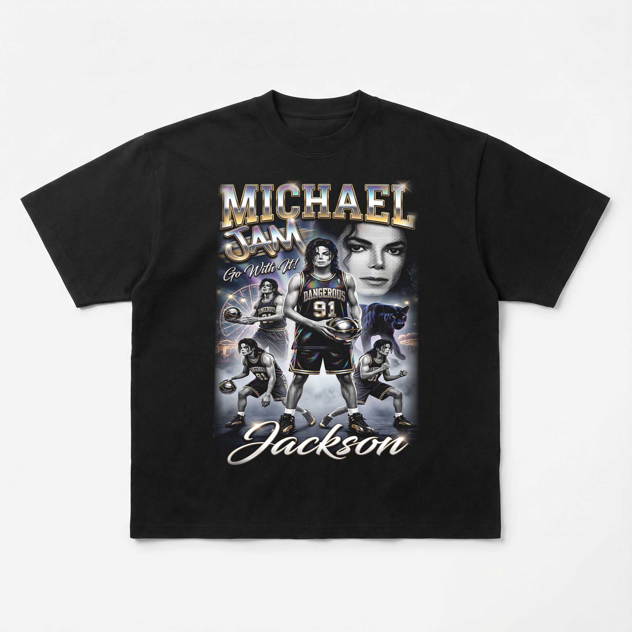MJ Dangerous Jam Basketball Tee - bootleg flat mockup
