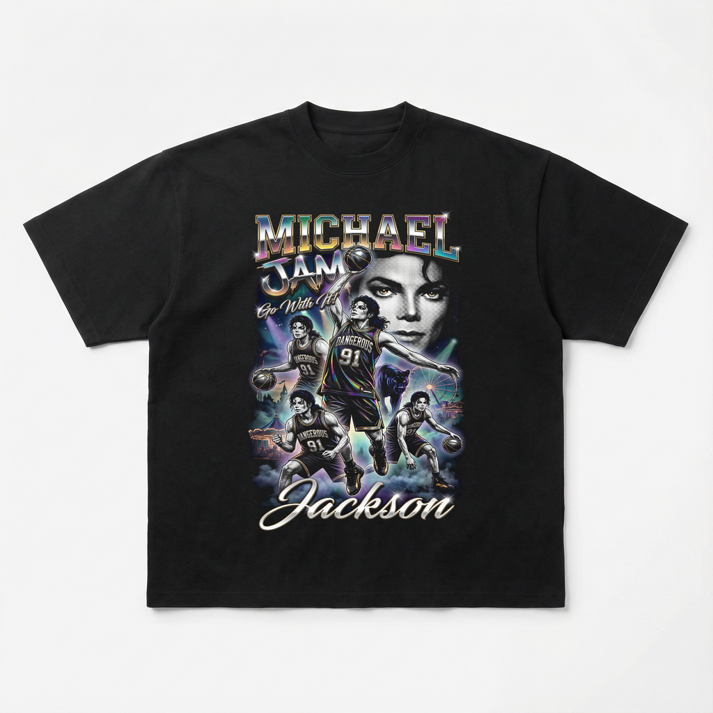 MJ Dangerous Jam Basketball Tee - bootleg variant flat mockup
