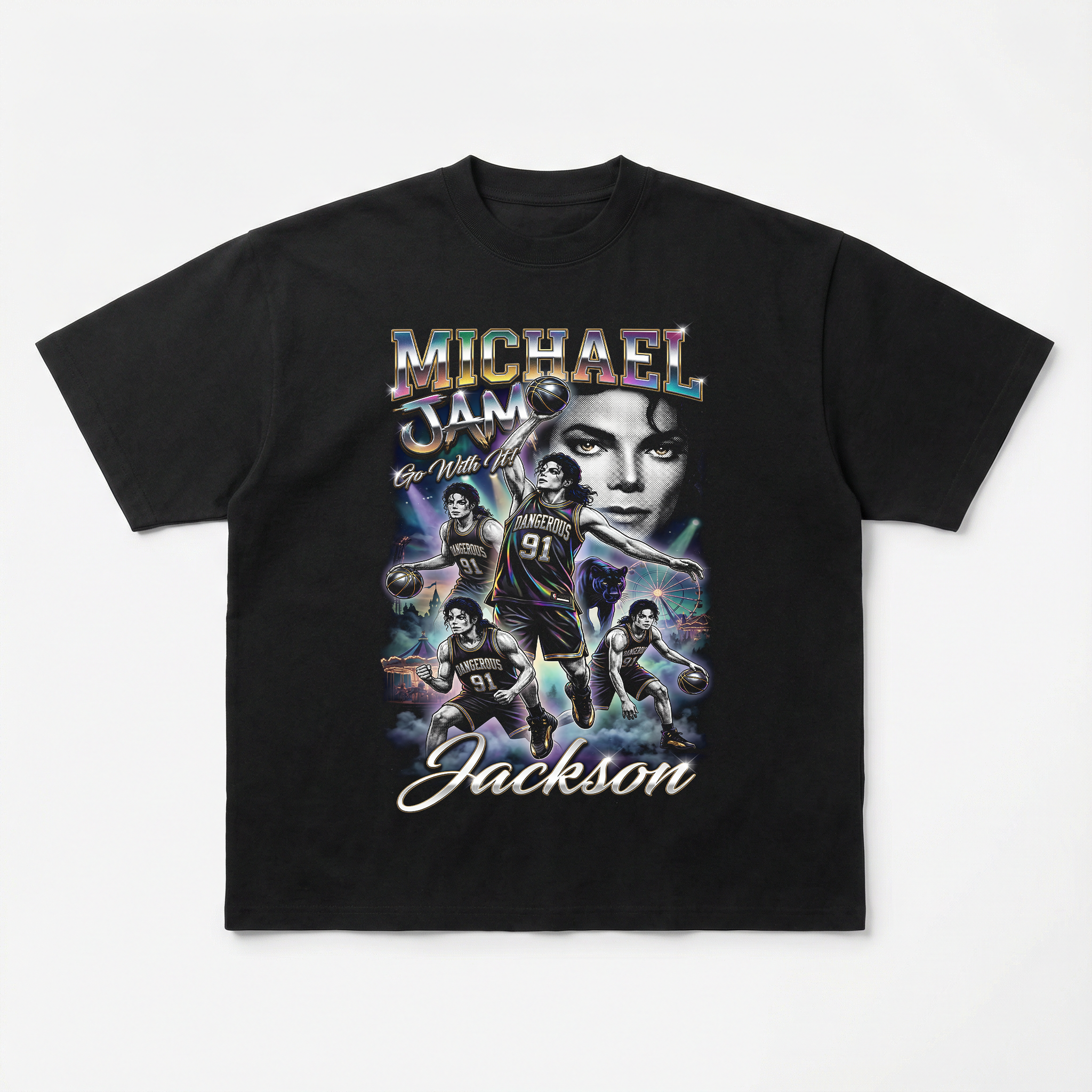 MJ Dangerous Jam Basketball Tee - bootleg variant flat mockup