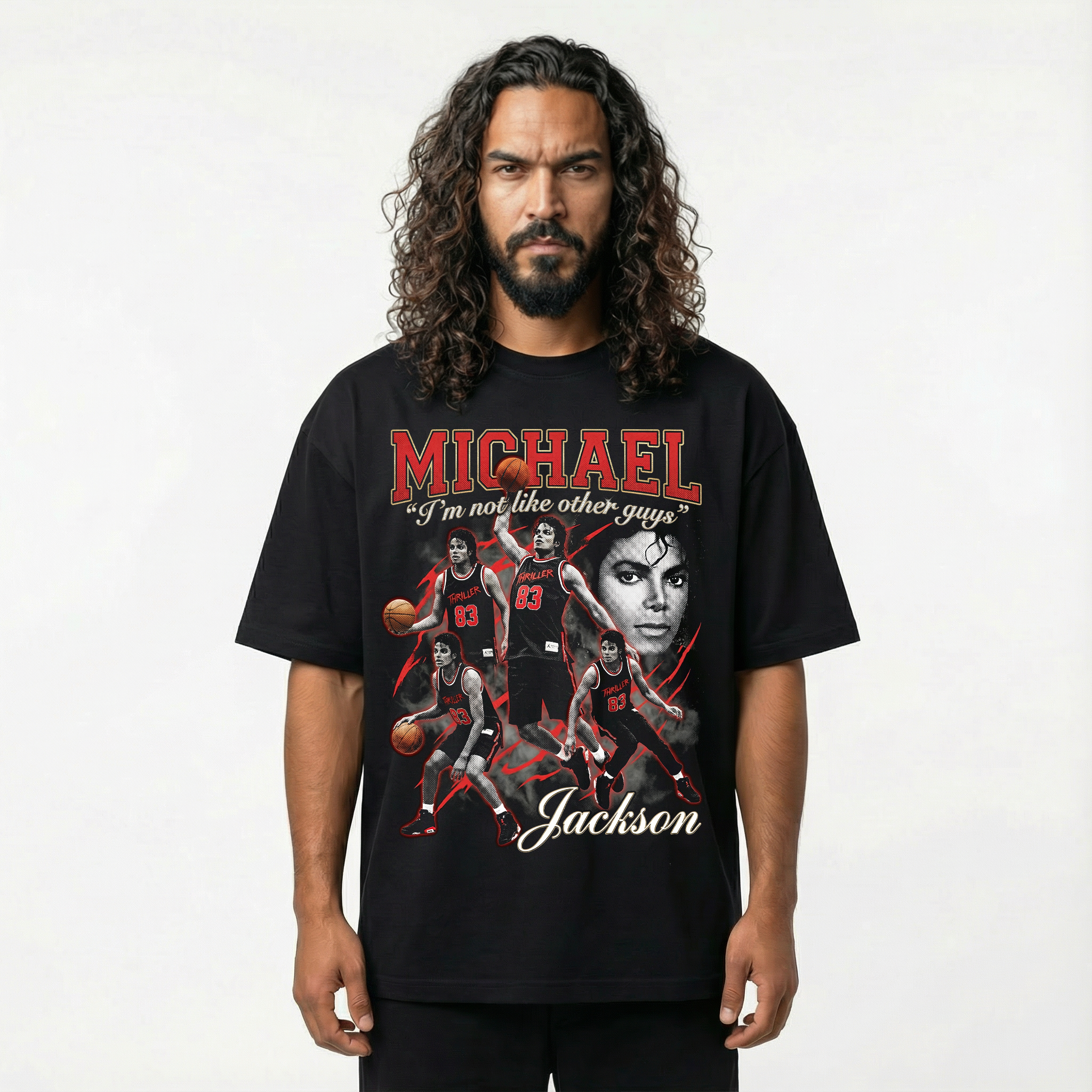 MJ Thriller 83 Basketball Tee - bootleg flat mockup