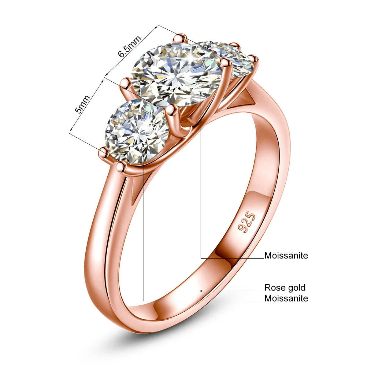Cat Totem | 2ct Moissanite Three Stone Ring | Certified 925 Silver