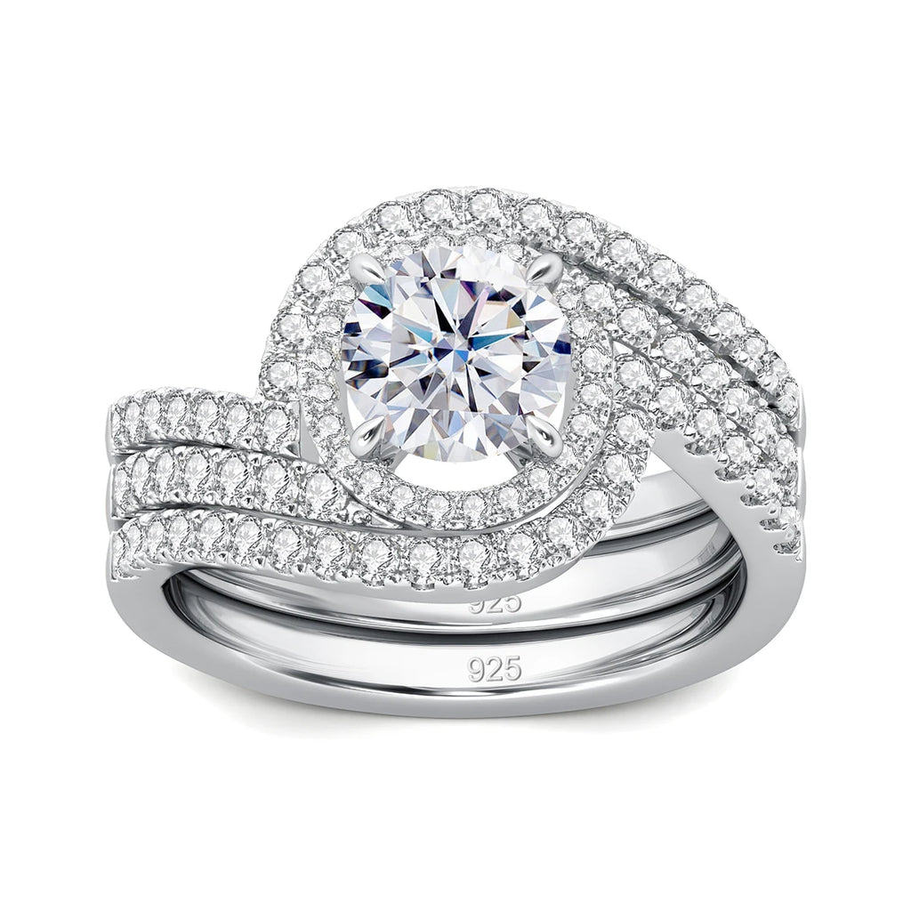 Gilded Pair | 2 Piece Moissanite Ring Set, 2ct | Gold over 925 Silver