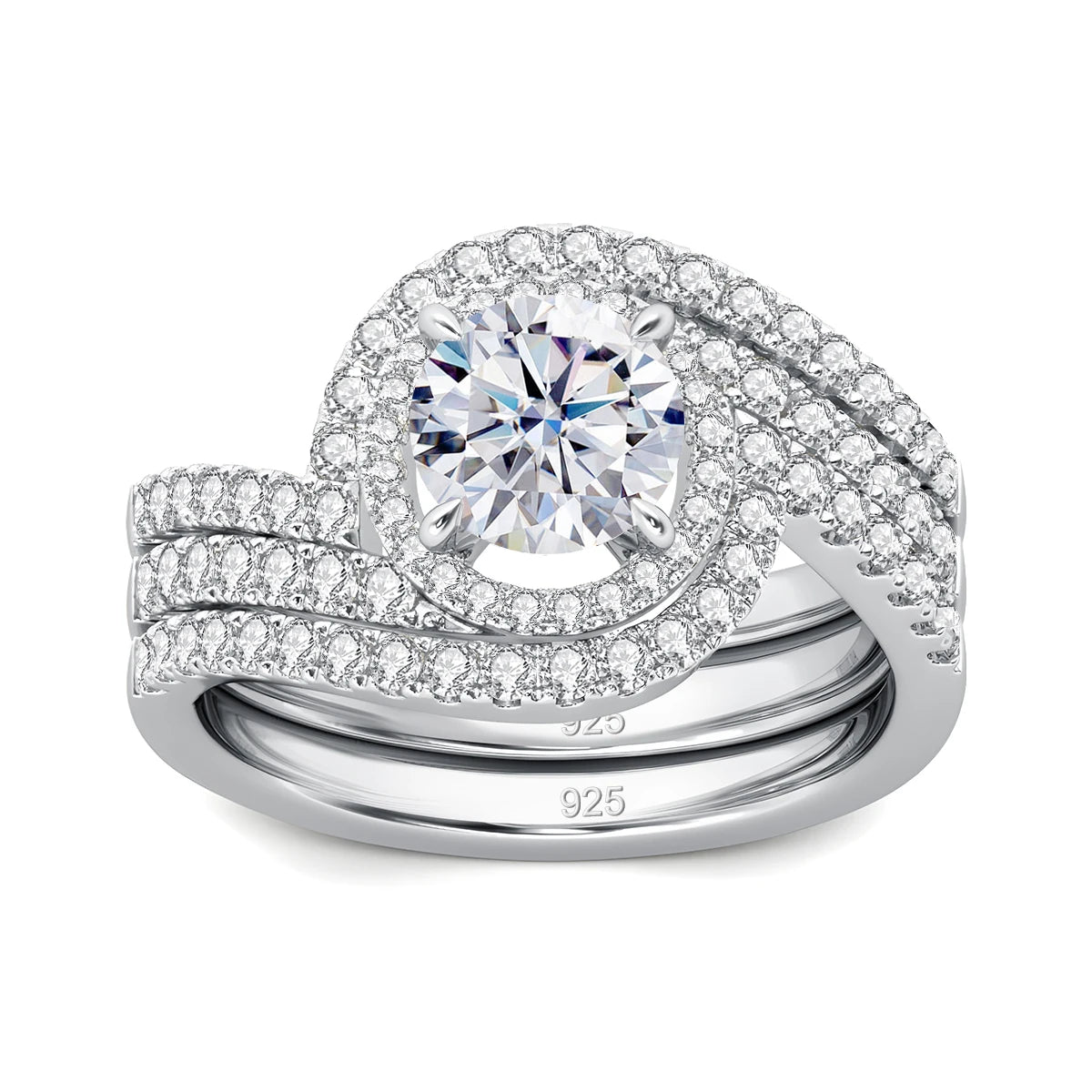 Gilded Pair | 2 Piece Moissanite Ring Set, 2ct | Gold over 925 Silver