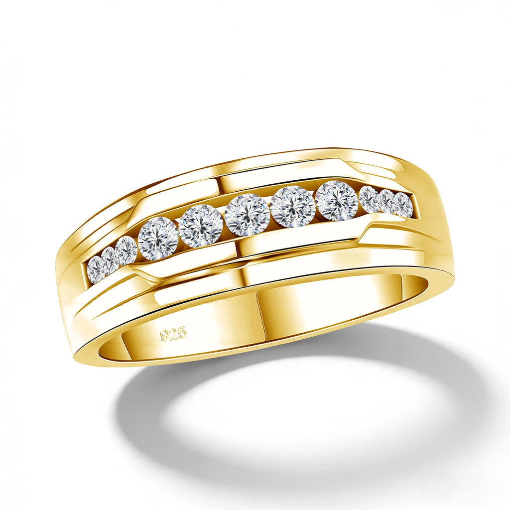 Round White | Unisex Moissanite Ring | 18K Gold over 925 Silver