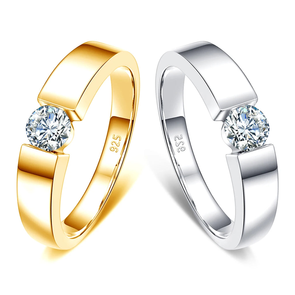 Round Cut Classic | 0.5 to 1ct Men's Moissanite Ring | Solid 925 Silver