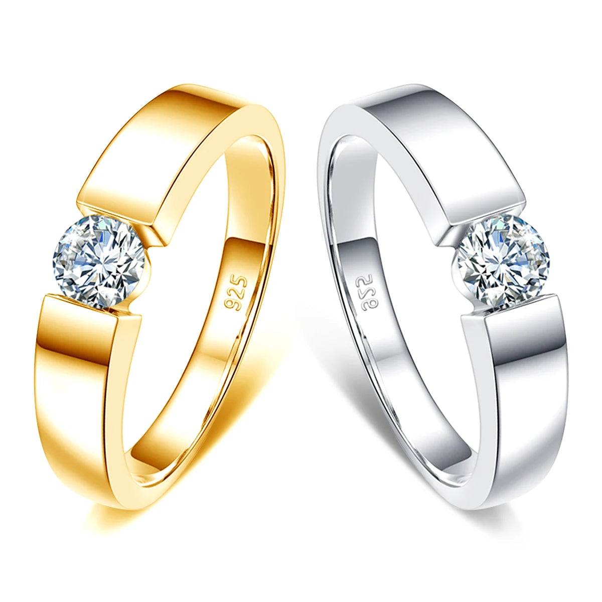 Round Cut Classic | 0.5 to 1ct Men's Moissanite Ring | Solid 925 Silver
