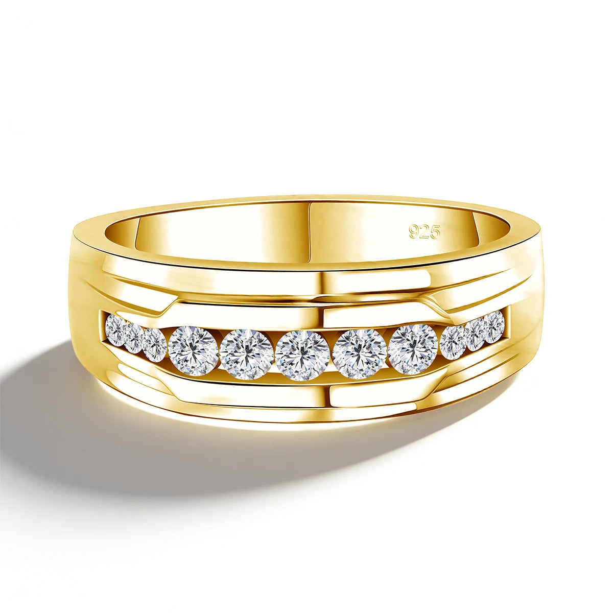 Round White | Unisex Moissanite Ring | 18K Gold over 925 Silver