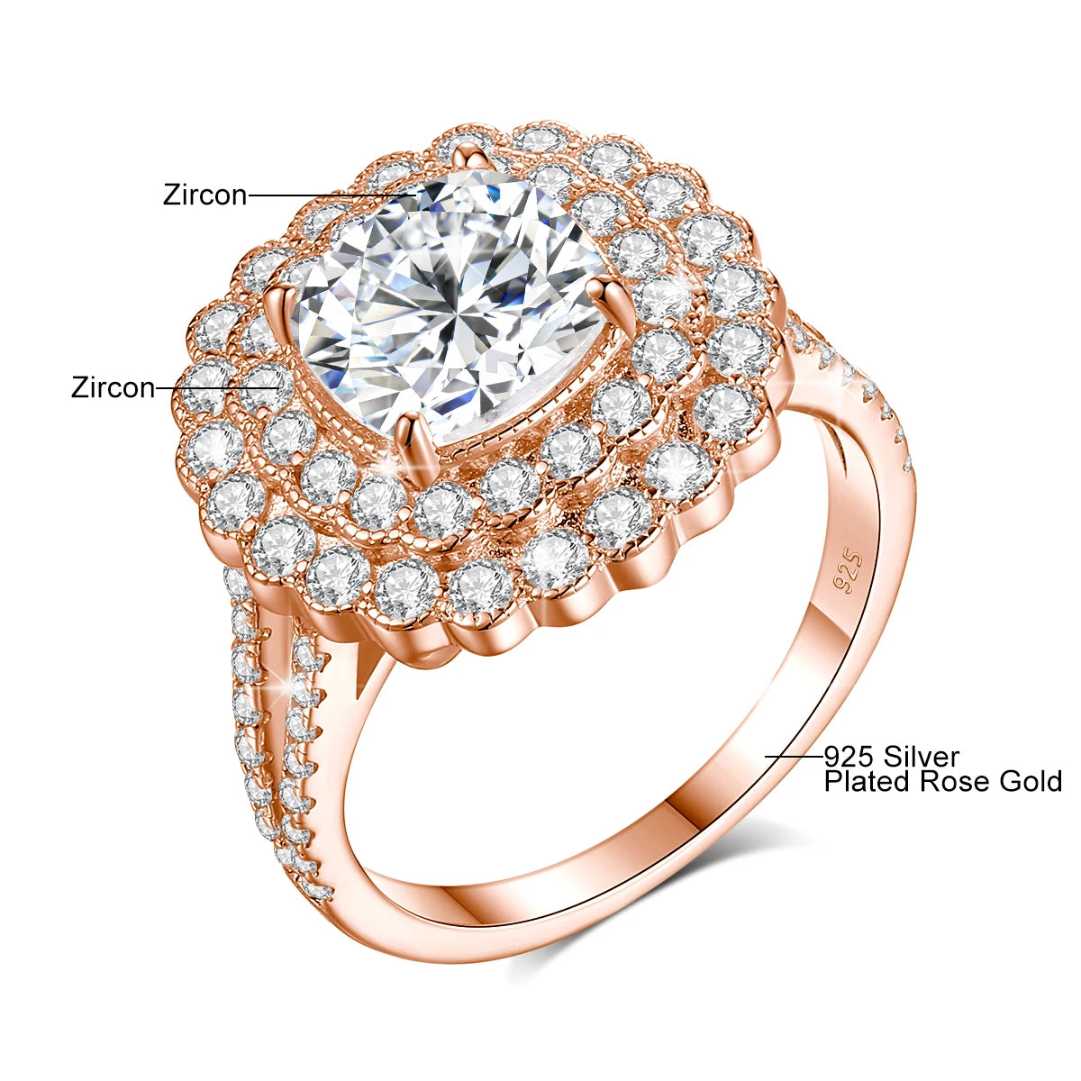 Halo Noir | Large Moissanite Halo Ring | 925 Sterling Silver