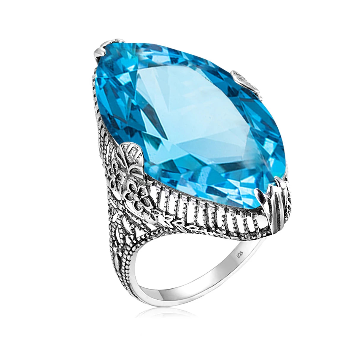 Olive Marquise | 14x26mm Peridot Ring in Gold Tone | Statement Cocktail Ring