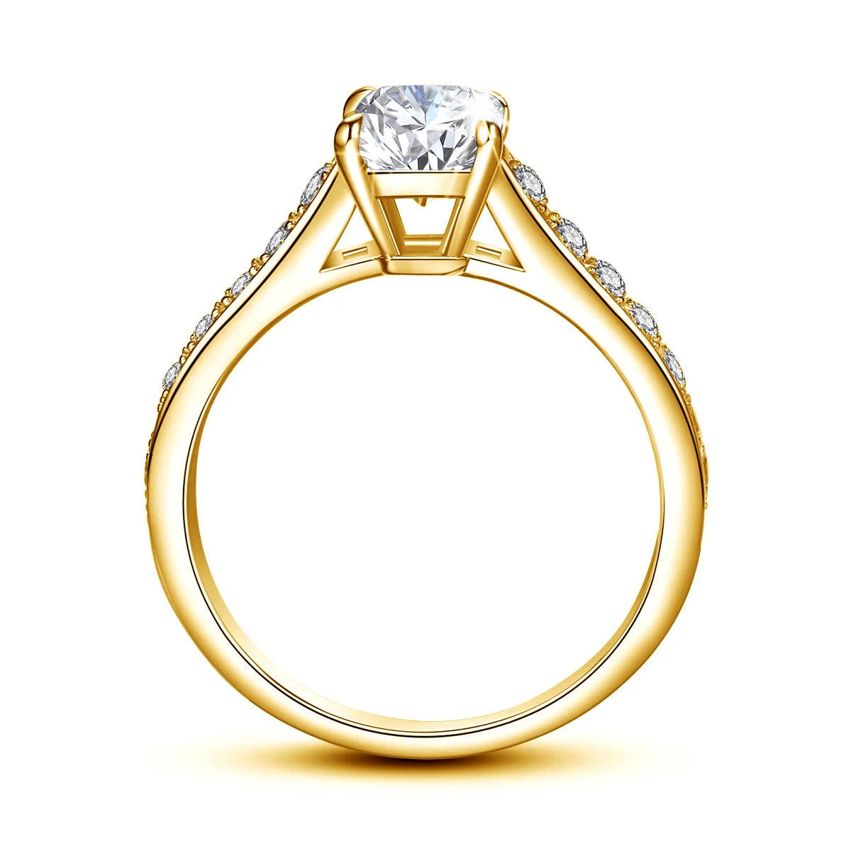Emerald Gold | 2ct Emerald Cut Moissanite Ring | Yellow Gold over 925