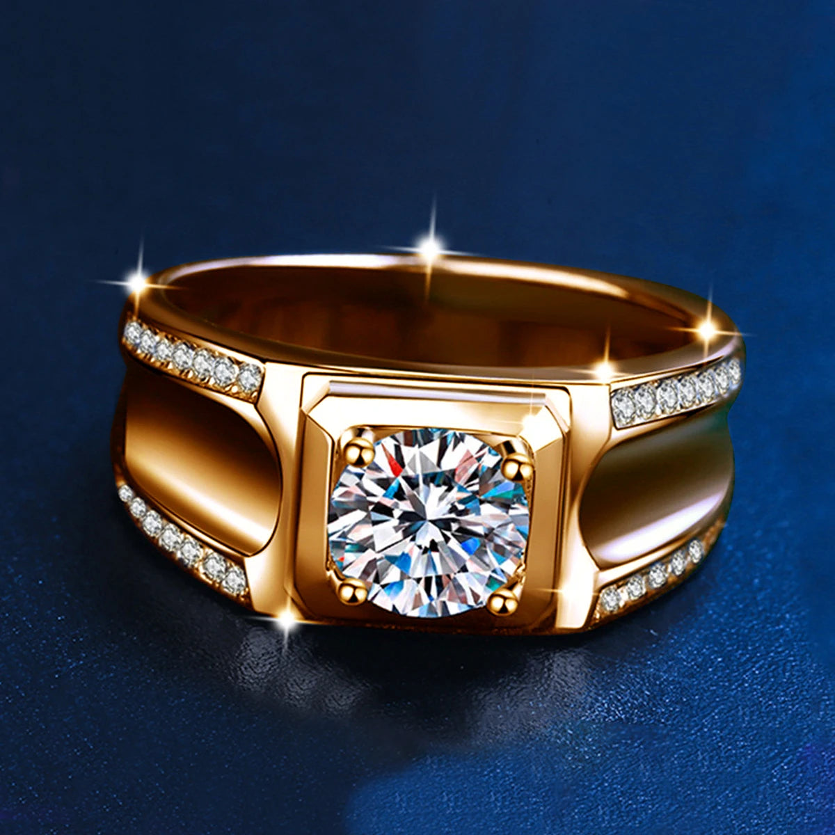 Band of Ice | Men's Moissanite Wedding Band | Solid 925 Sterling Silver