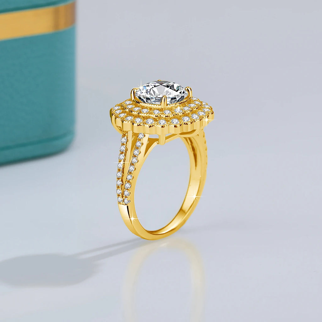Halo Noir | Large Moissanite Halo Ring | 925 Sterling Silver