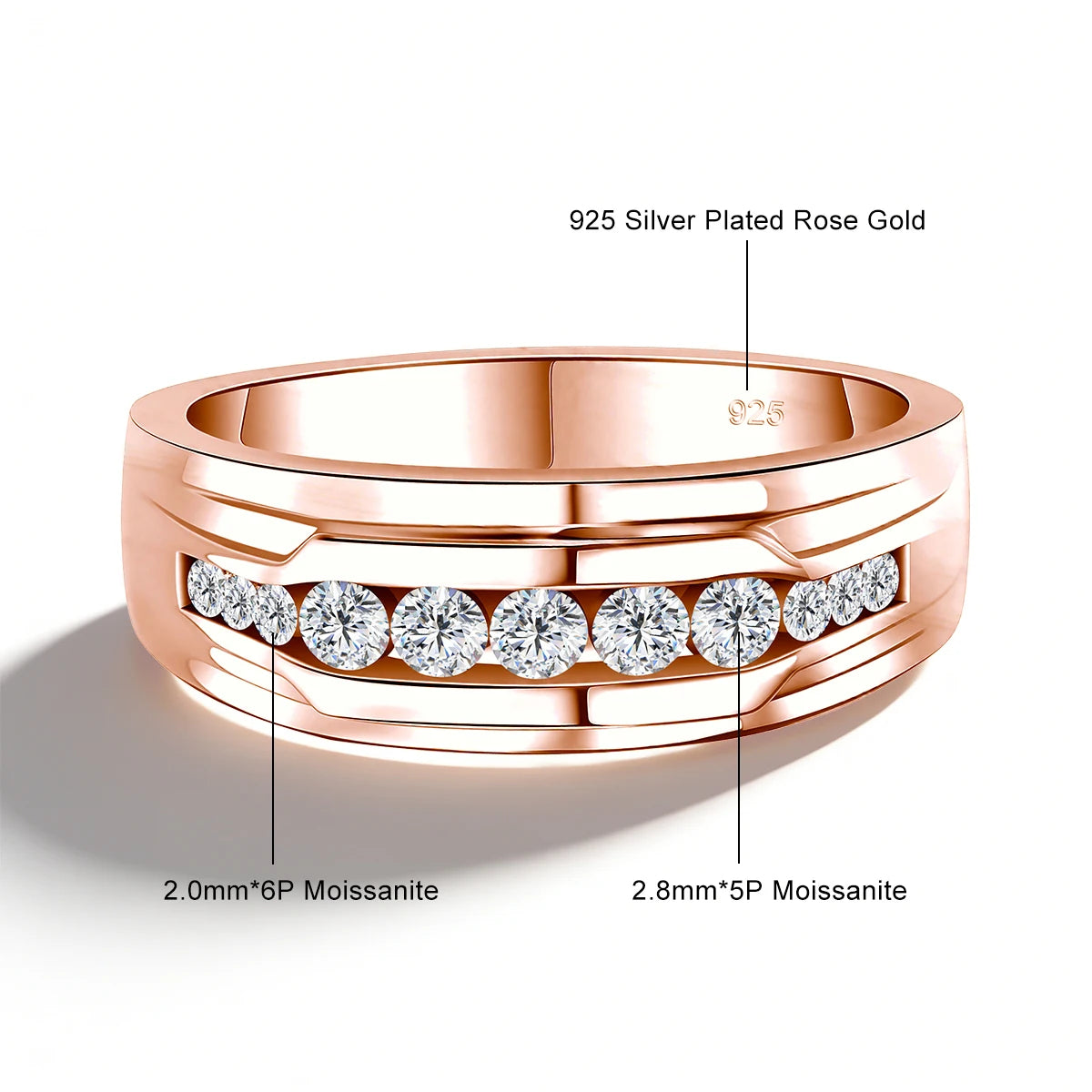 Round White | Unisex Moissanite Ring | 18K Gold over 925 Silver