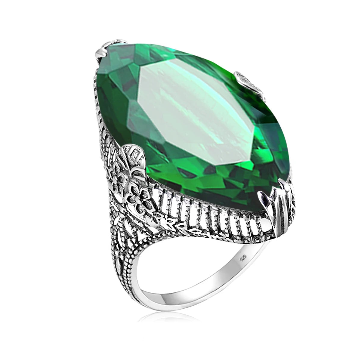 Olive Marquise | 14x26mm Peridot Ring in Gold Tone | Statement Cocktail Ring