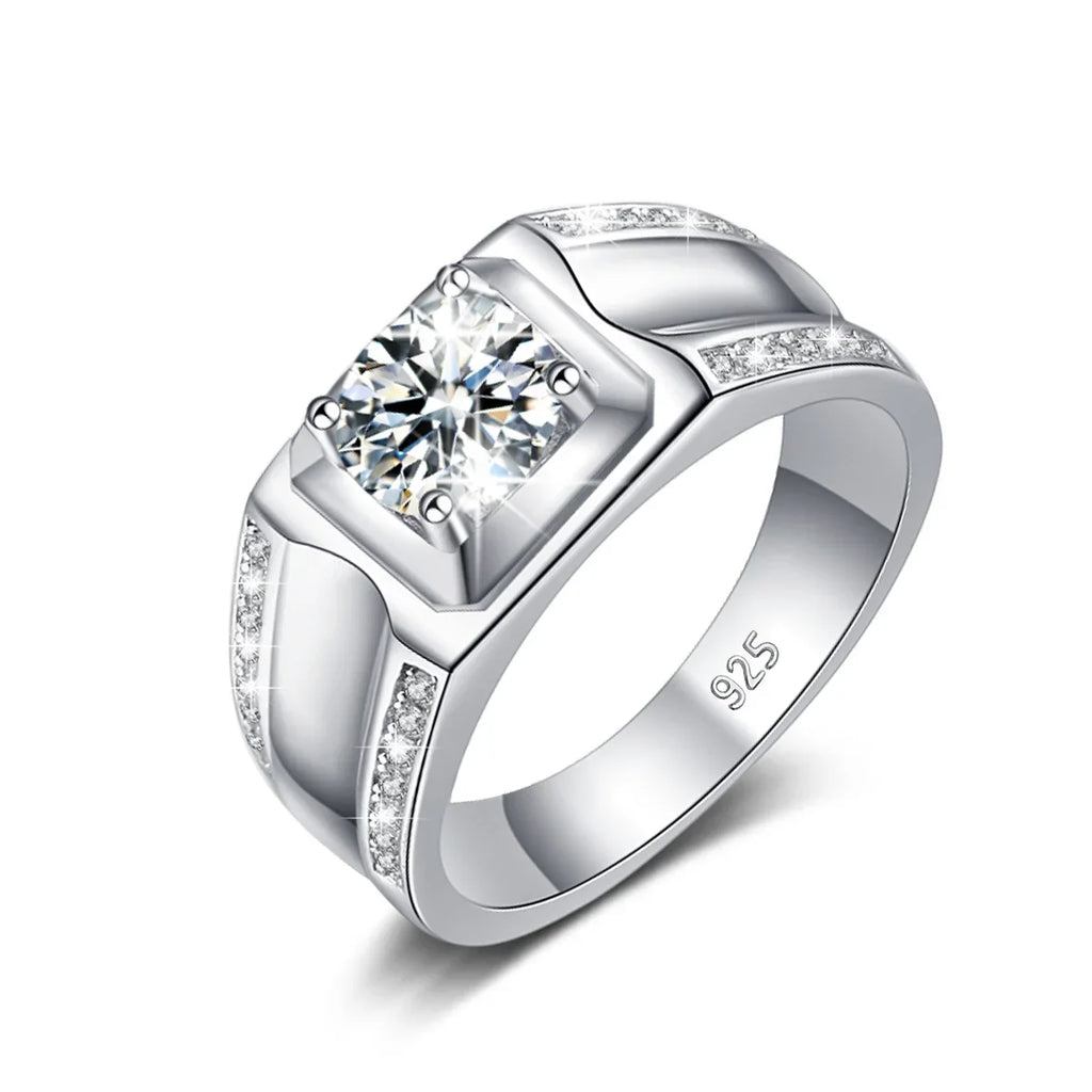 Band of Ice | Men's Moissanite Wedding Band | Solid 925 Sterling Silver