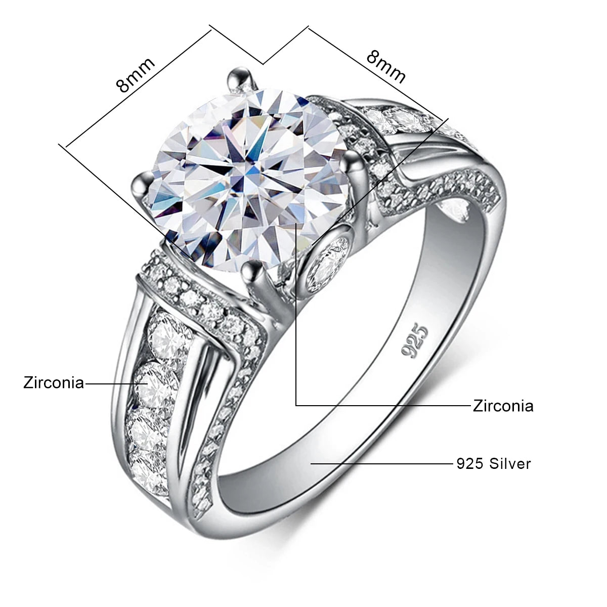 The Standard | 2ct Moissanite Solitaire Ring | Certified Solid 925 Silver