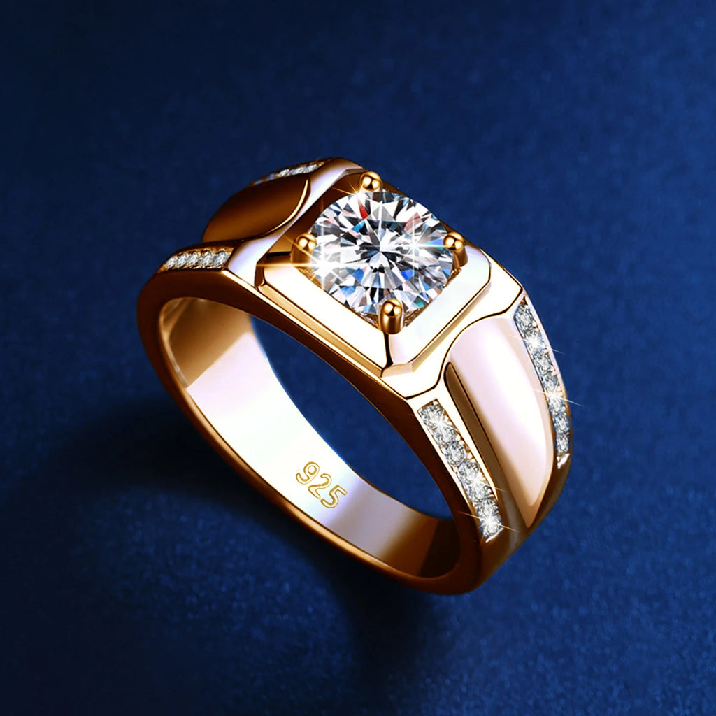 Band of Ice | Men's Moissanite Wedding Band | Solid 925 Sterling Silver