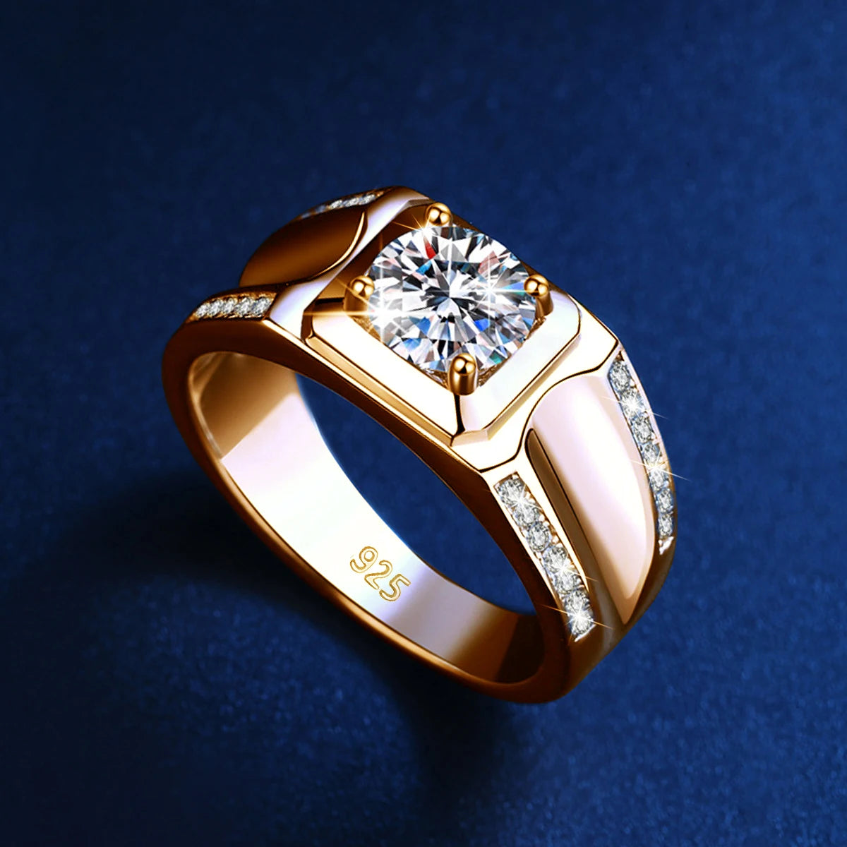 Band of Ice | Men's Moissanite Wedding Band | Solid 925 Sterling Silver