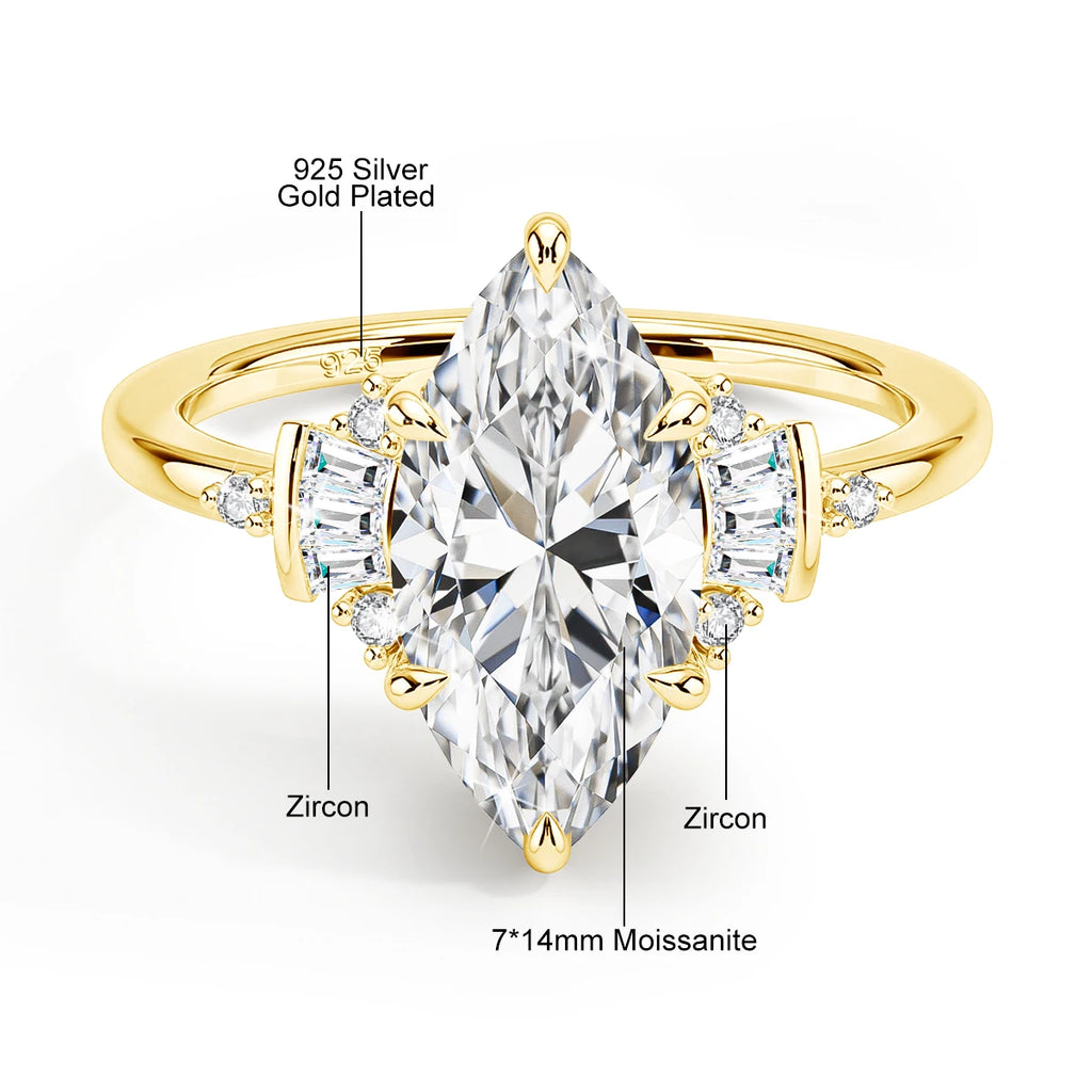 Marquise Royale | 3ct Marquise Moissanite Engagement Ring | 925 Silver