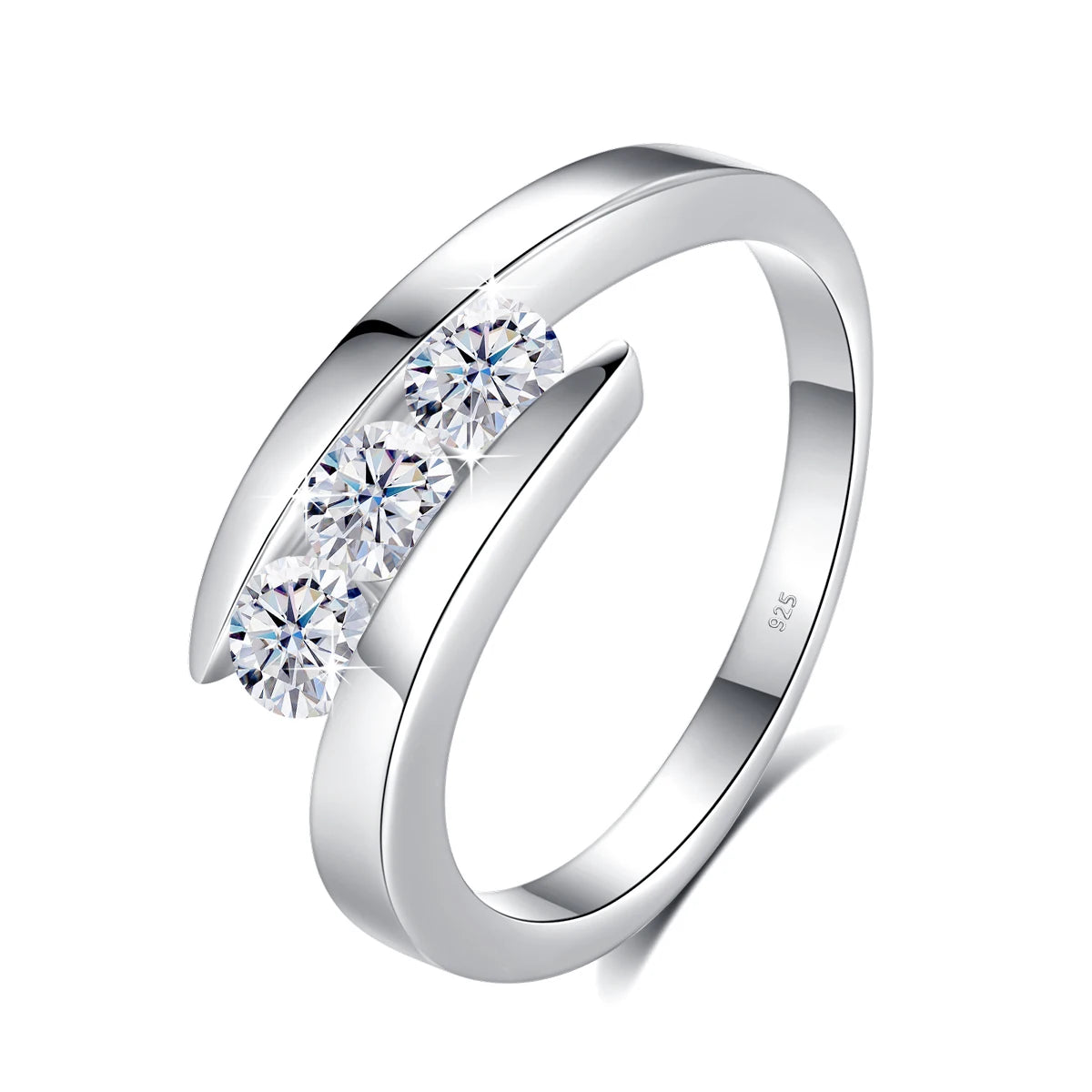 Three Stone Promise | Moissanite Three Stone Ring | Certified 925 Silver