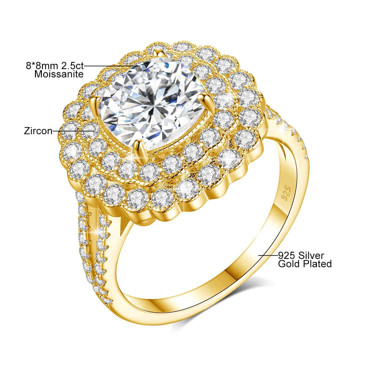 Halo Noir | Large Moissanite Halo Ring | 925 Sterling Silver