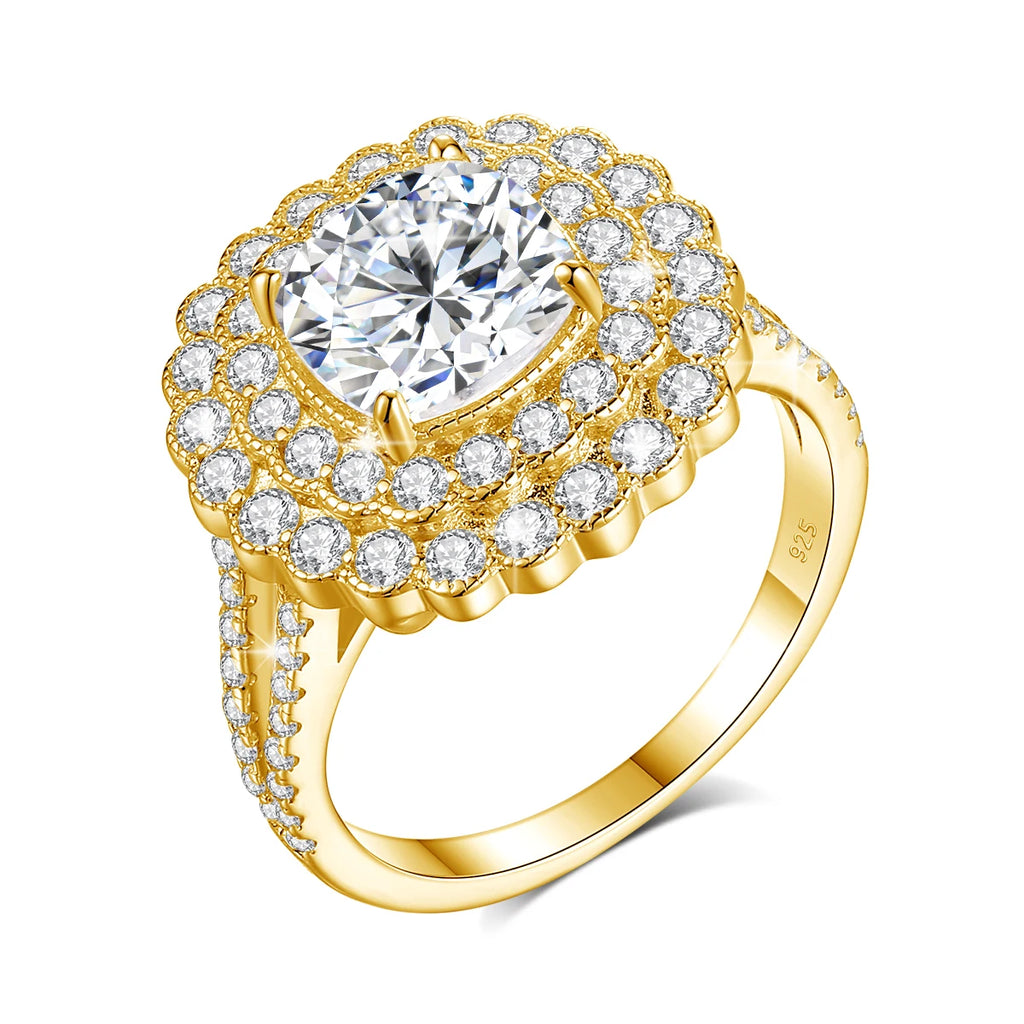 Halo Noir | Large Moissanite Halo Ring | 925 Sterling Silver