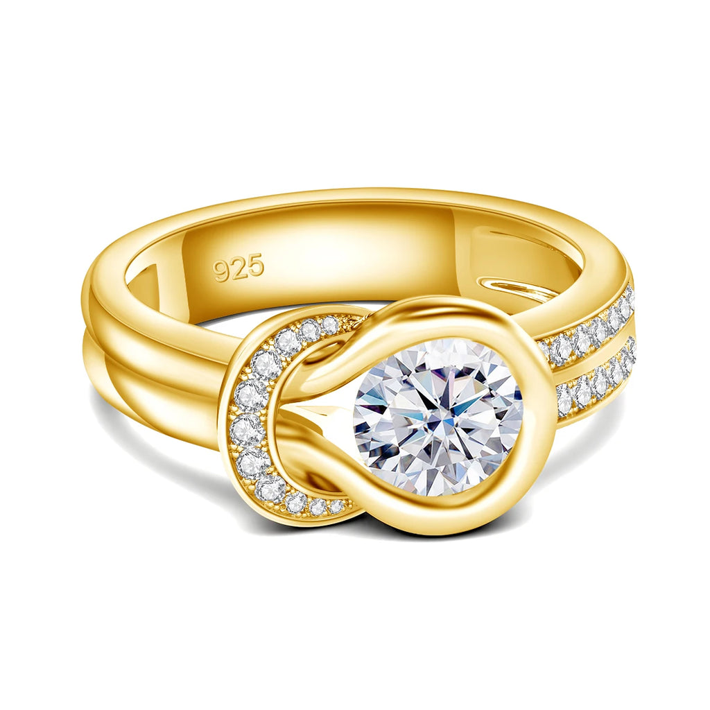 Bow Knot | 1ct Moissanite Ring, 7mm | Certified 925 Sterling Silver