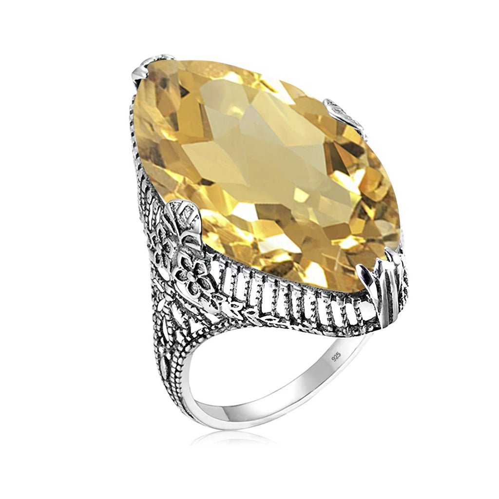 Olive Marquise | 14x26mm Peridot Ring in Gold Tone | Statement Cocktail Ring