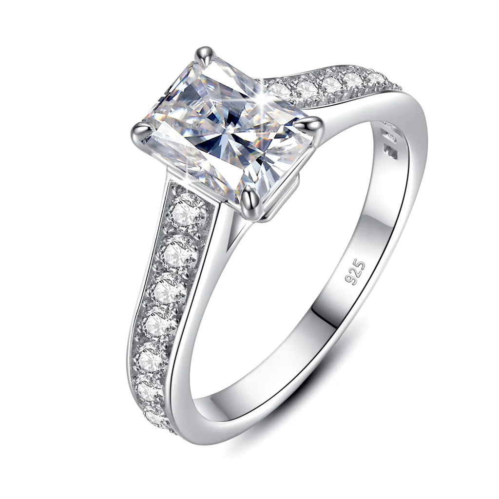 Emerald Gold | 2ct Emerald Cut Moissanite Ring | Yellow Gold over 925