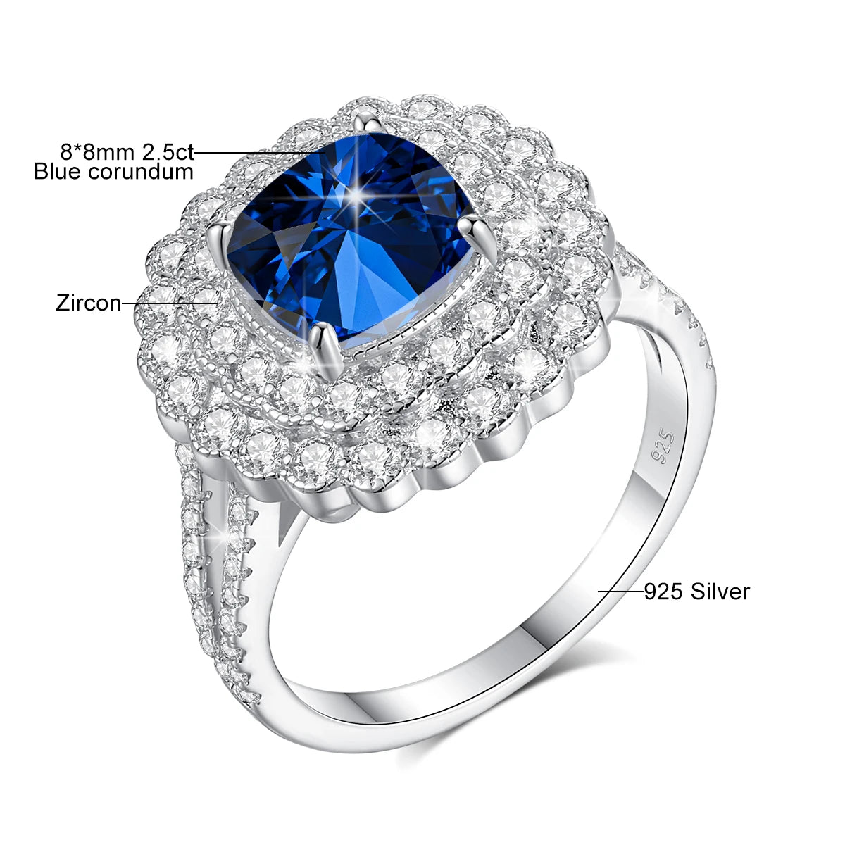 Halo Noir | Large Moissanite Halo Ring | 925 Sterling Silver