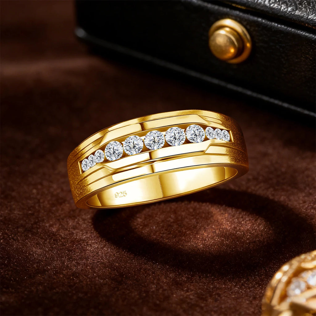 Round White | Unisex Moissanite Ring | 18K Gold over 925 Silver