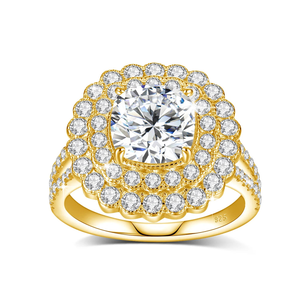 Halo Noir | Large Moissanite Halo Ring | 925 Sterling Silver